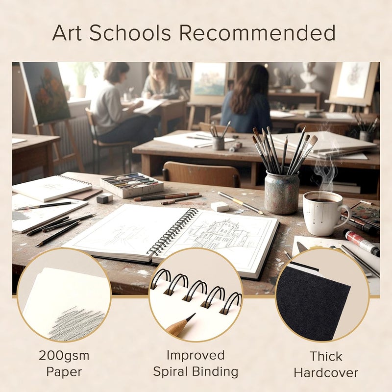 String & Space Artist’s Sketchbook Hardcover – 200GSM Very Thick Paper – Large, Spiral Sketch Book for Drawing and Mixed Media – Sketch Pad, Art Book - 11.4 x16.5, 40 Sheets / 80 Pages - Image 5